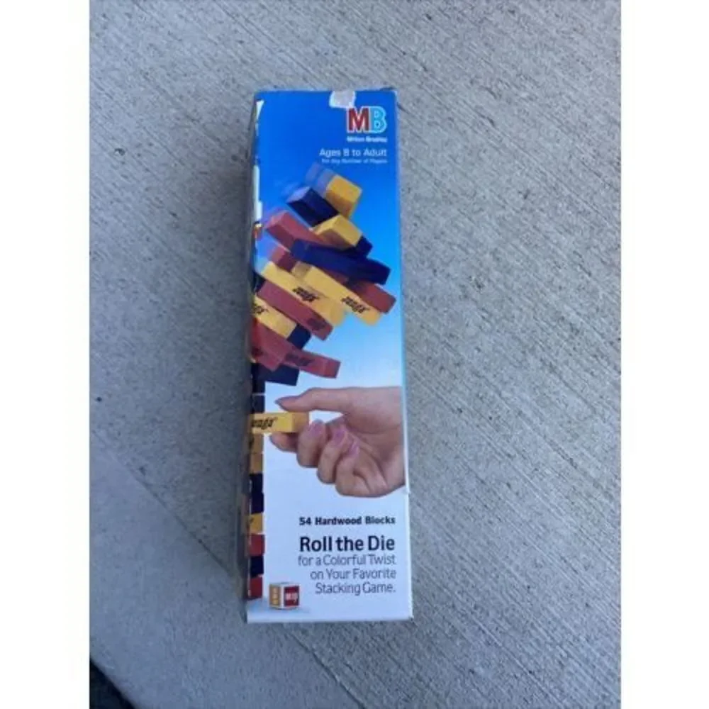 *Vintage 1995 Throw 'N Go Jenga Wood Tower Game Stack Milton Bradley MB COMPLETE
